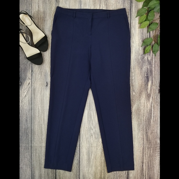 St. John Navy Pleated Designer Trouser Pants
